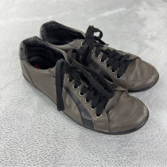 Prada Sport Leather Low Top Sneakers Brown Size 7.5 US - Picture 3 of 15